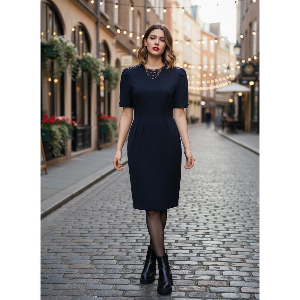 Vintage 70s Katie Petite Black Rayon Dress Size 10 — Union Made USA